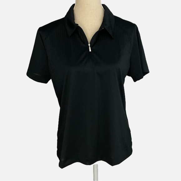 Nike Golf Women’s FITDRY Short Sleeve Shirt Quarter Zip Size L Black Mesh NWT - Picture 1 of 8
